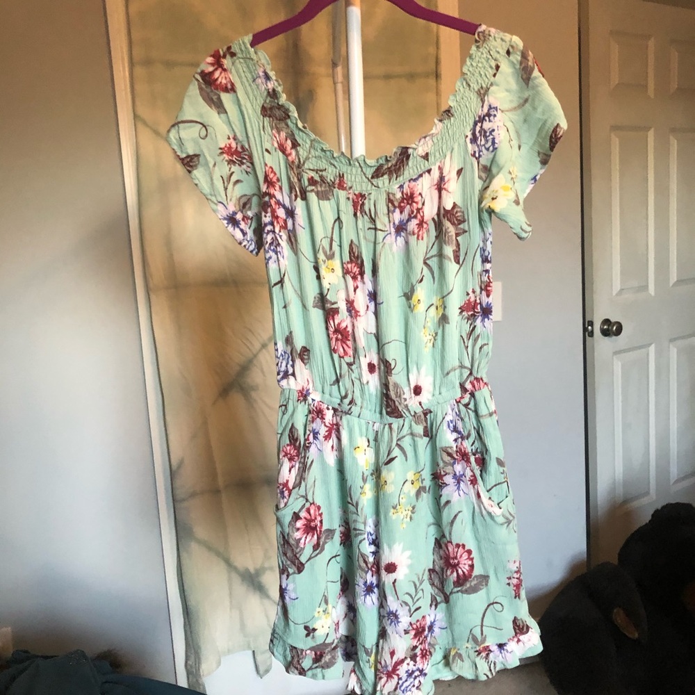 BONGO Mint Green Floral Romper